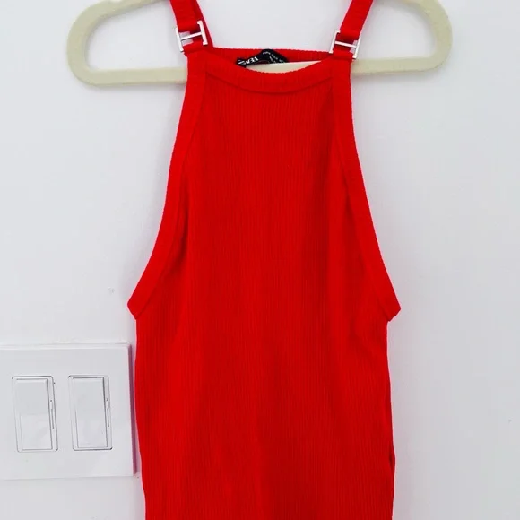 Zara Red Rib Tank - Picture 3 of 4